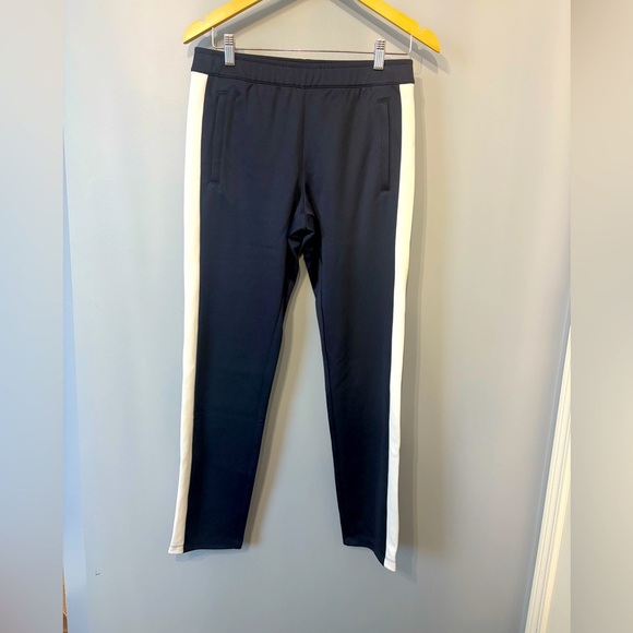Tory Burch Sport Navy & White stripped casual joggers Small w ankle zippers - Picture 2 of 11